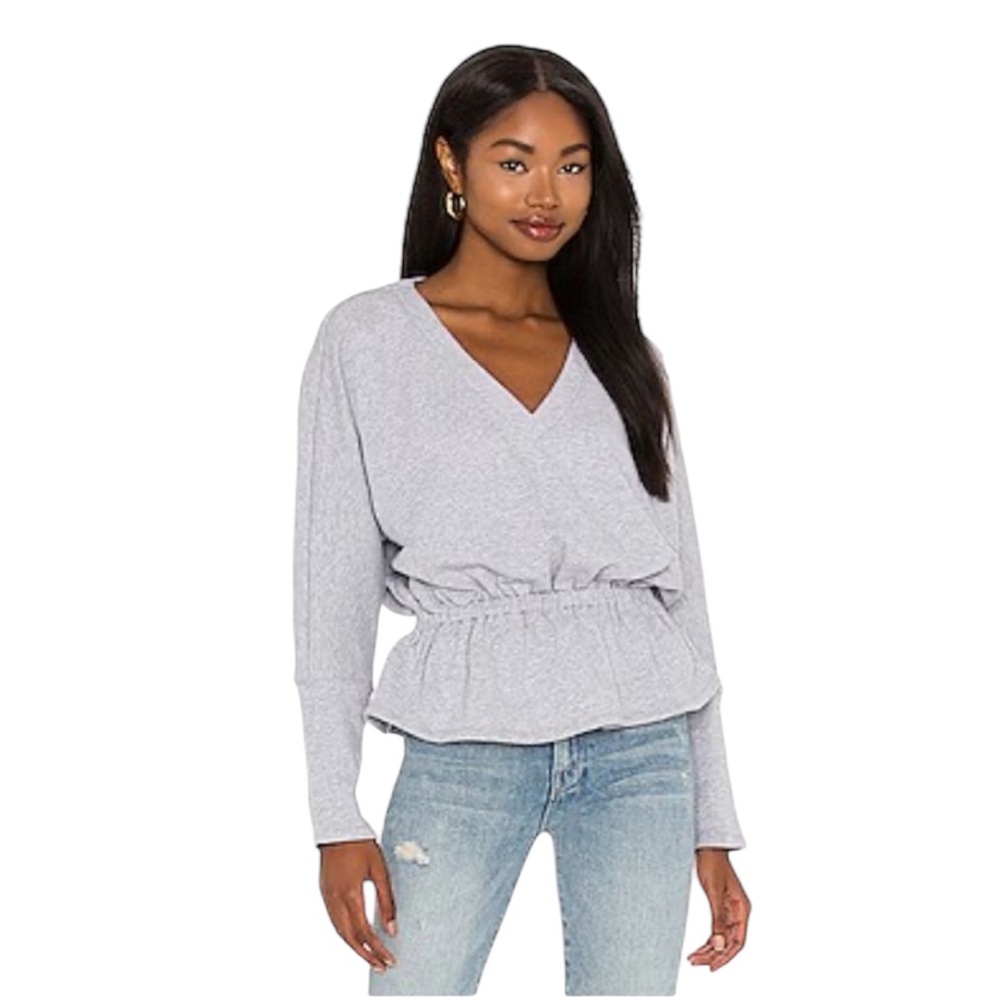 NWT 7 For All Mankind *REVOLVE brand* Peplum Sweatshirt Heather Gray Size‎ Small
